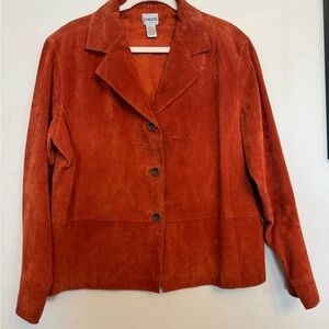 Chico's Women's Burnt Orange Vintage Suede Blazer Size 3